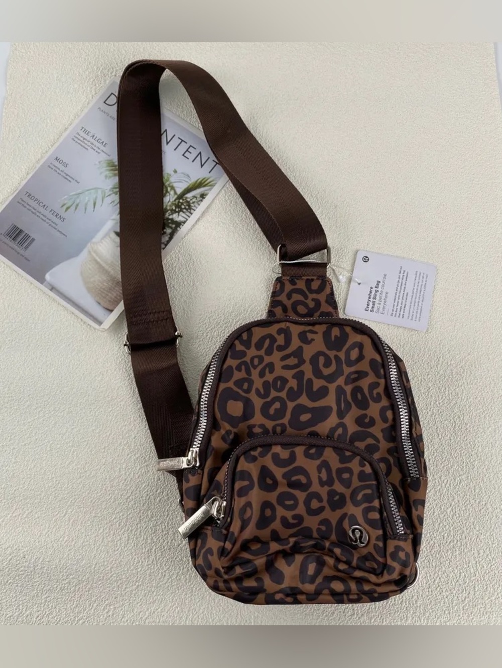 Brown Leopard Print Crossbody Sling Bag by